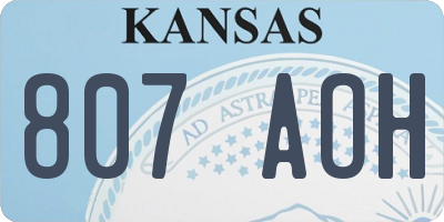 KS license plate 807AOH