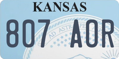 KS license plate 807AOR