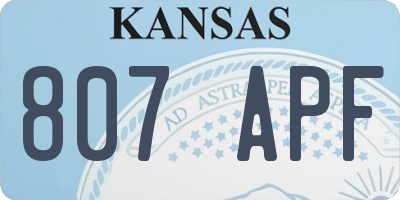 KS license plate 807APF