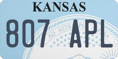 KS license plate 807APL