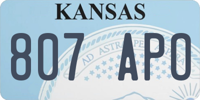 KS license plate 807APO