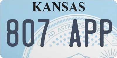 KS license plate 807APP