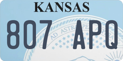KS license plate 807APQ