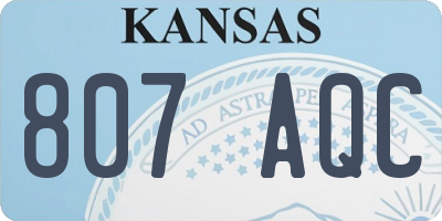 KS license plate 807AQC