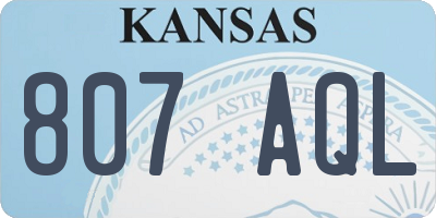 KS license plate 807AQL