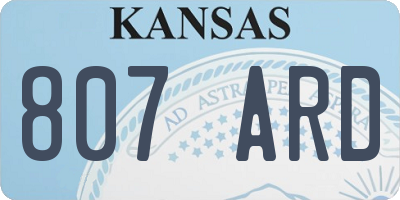 KS license plate 807ARD