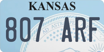 KS license plate 807ARF