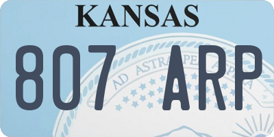 KS license plate 807ARP