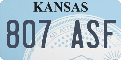 KS license plate 807ASF