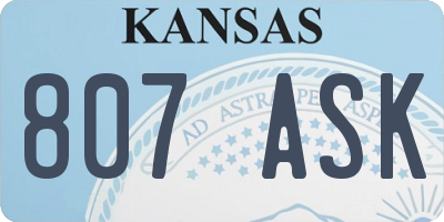 KS license plate 807ASK