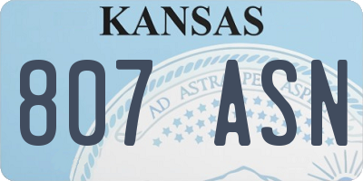 KS license plate 807ASN