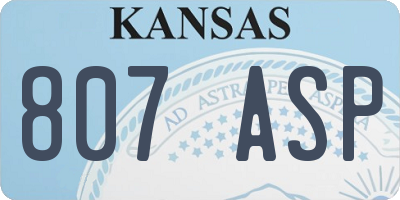 KS license plate 807ASP