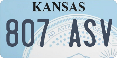 KS license plate 807ASV