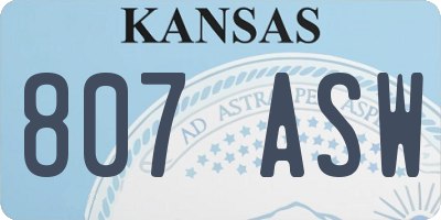 KS license plate 807ASW