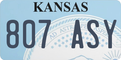 KS license plate 807ASY