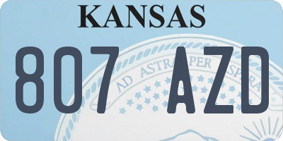 KS license plate 807AZD