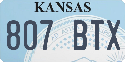 KS license plate 807BTX