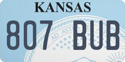 KS license plate 807BUB