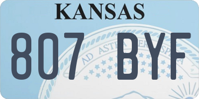 KS license plate 807BYF