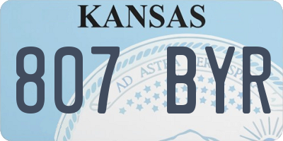 KS license plate 807BYR