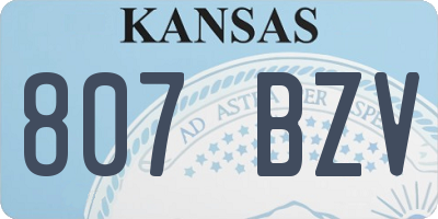 KS license plate 807BZV