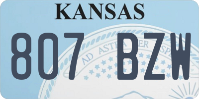 KS license plate 807BZW