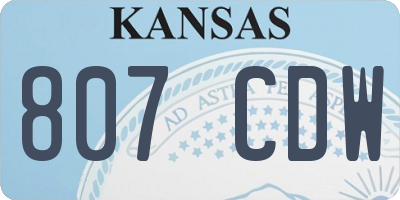 KS license plate 807CDW