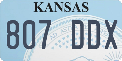 KS license plate 807DDX