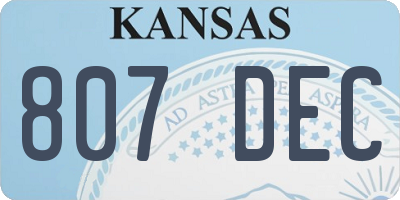 KS license plate 807DEC