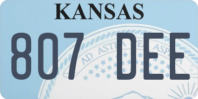 KS license plate 807DEE