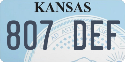 KS license plate 807DEF