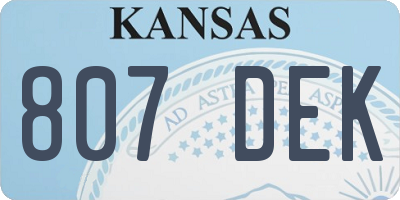 KS license plate 807DEK