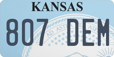 KS license plate 807DEM