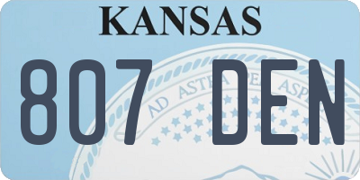KS license plate 807DEN