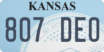 KS license plate 807DEO