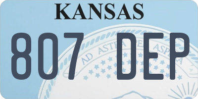 KS license plate 807DEP