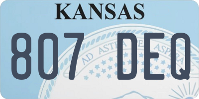 KS license plate 807DEQ