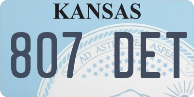 KS license plate 807DET