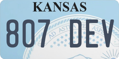 KS license plate 807DEV