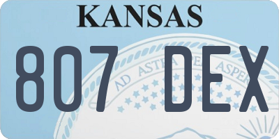KS license plate 807DEX