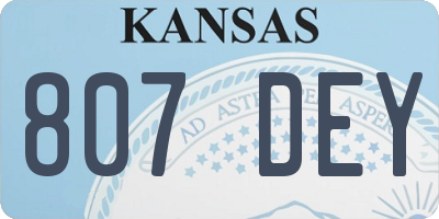KS license plate 807DEY