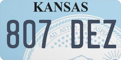 KS license plate 807DEZ