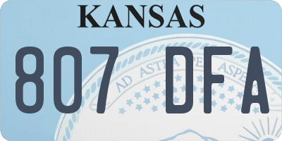 KS license plate 807DFA