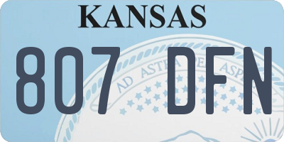 KS license plate 807DFN