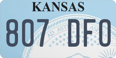 KS license plate 807DFO