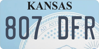 KS license plate 807DFR