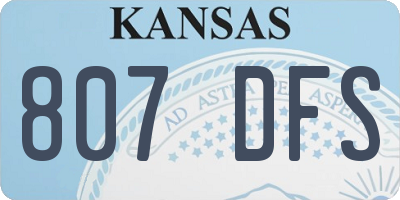 KS license plate 807DFS