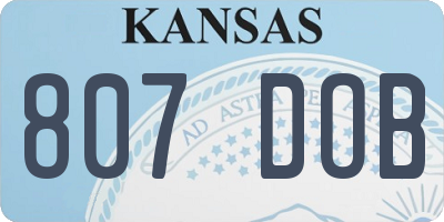 KS license plate 807DOB