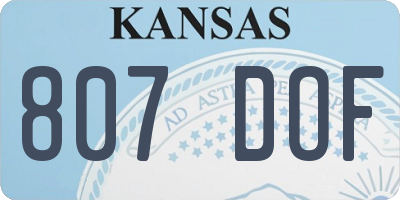 KS license plate 807DOF