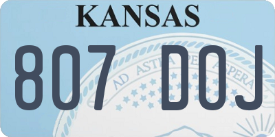 KS license plate 807DOJ